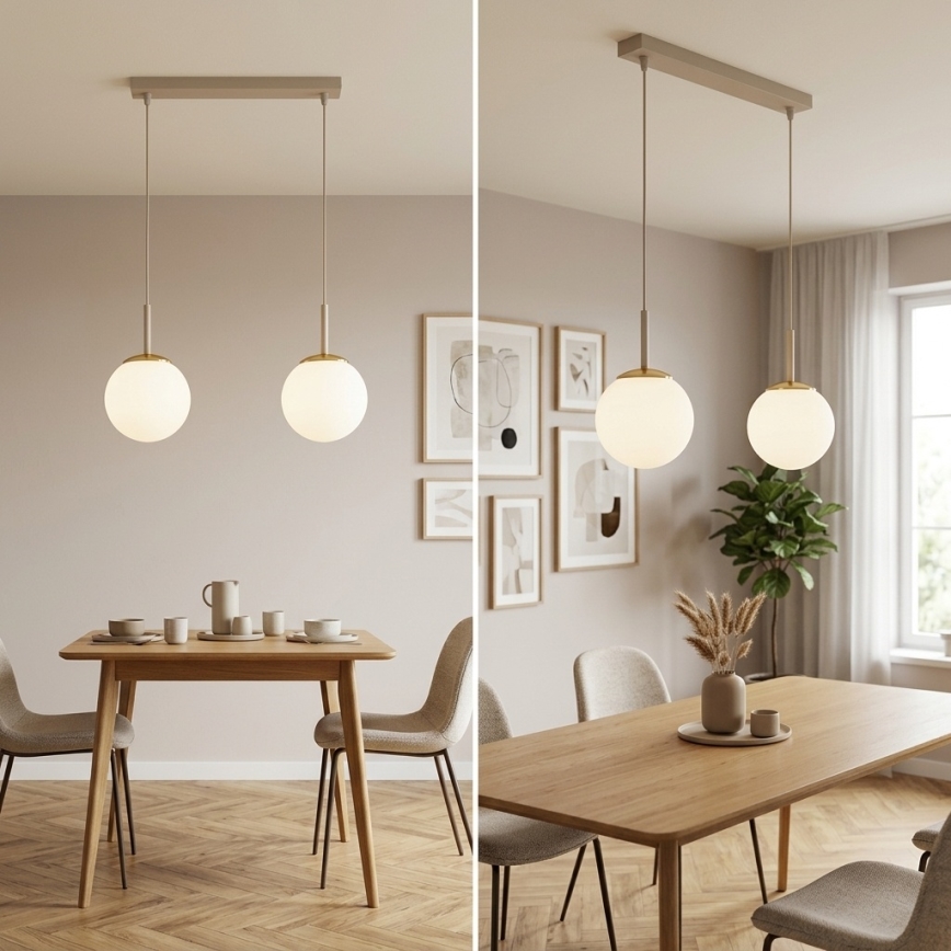 Brilagi - Κρεμαστό φωτιστικό με καλώδιο MILO 2xE27/60W/230V μπεζ/χρυσό