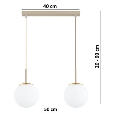 Brilagi - Κρεμαστό φωτιστικό με καλώδιο MILO 2xE27/60W/230V μπεζ/χρυσό