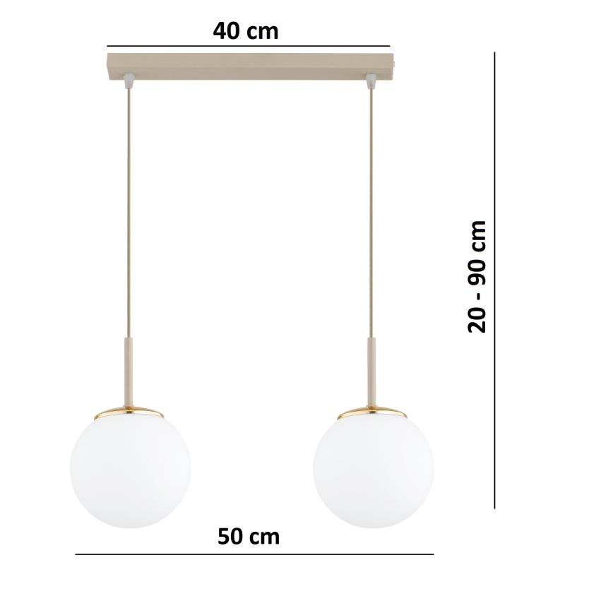 Brilagi - Κρεμαστό φωτιστικό με καλώδιο MILO 2xE27/60W/230V μπεζ/χρυσό