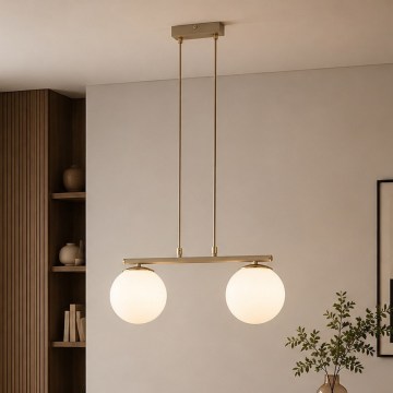 Brilagi - Κρεμαστό φωτιστικό με καλώδιο MILO 2xE27/60W/230V μπεζ/χρυσό