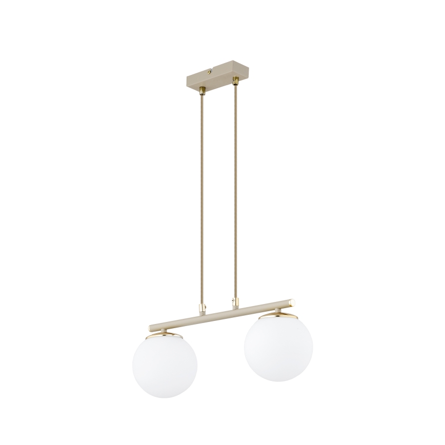 Brilagi - Κρεμαστό φωτιστικό με καλώδιο MILO 2xE27/60W/230V μπεζ/χρυσό