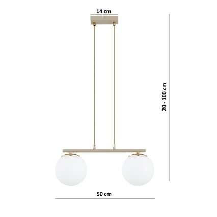 Brilagi - Κρεμαστό φωτιστικό με καλώδιο MILO 2xE27/60W/230V μπεζ/χρυσό