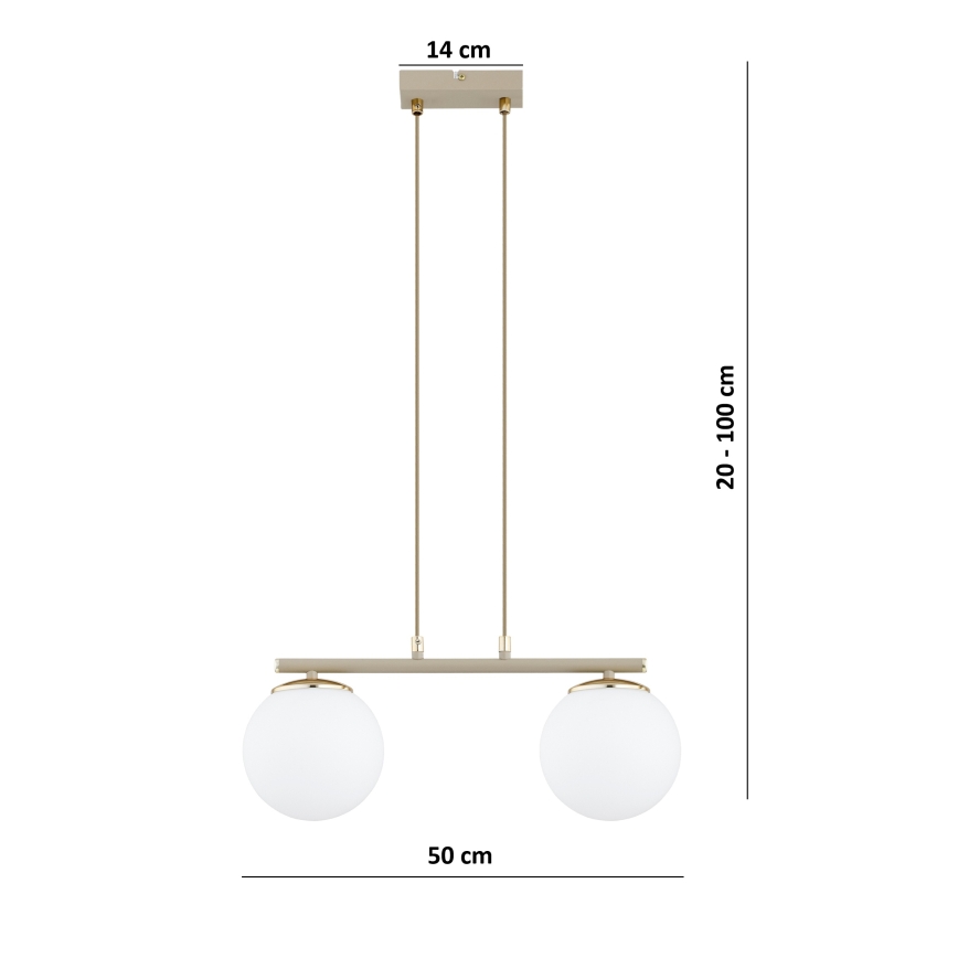 Brilagi - Κρεμαστό φωτιστικό με καλώδιο MILO 2xE27/60W/230V μπεζ/χρυσό
