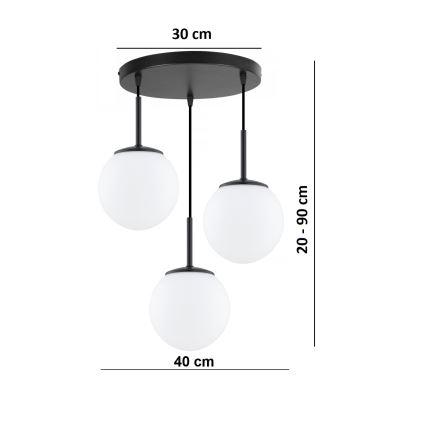 Brilagi - Κρεμαστό φωτιστικό με καλώδιο MILO 3xE27/60W/230V μαύρο