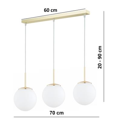 Brilagi - Κρεμαστό φωτιστικό με καλώδιο MILO 3xE27/60W/230V χρυσό