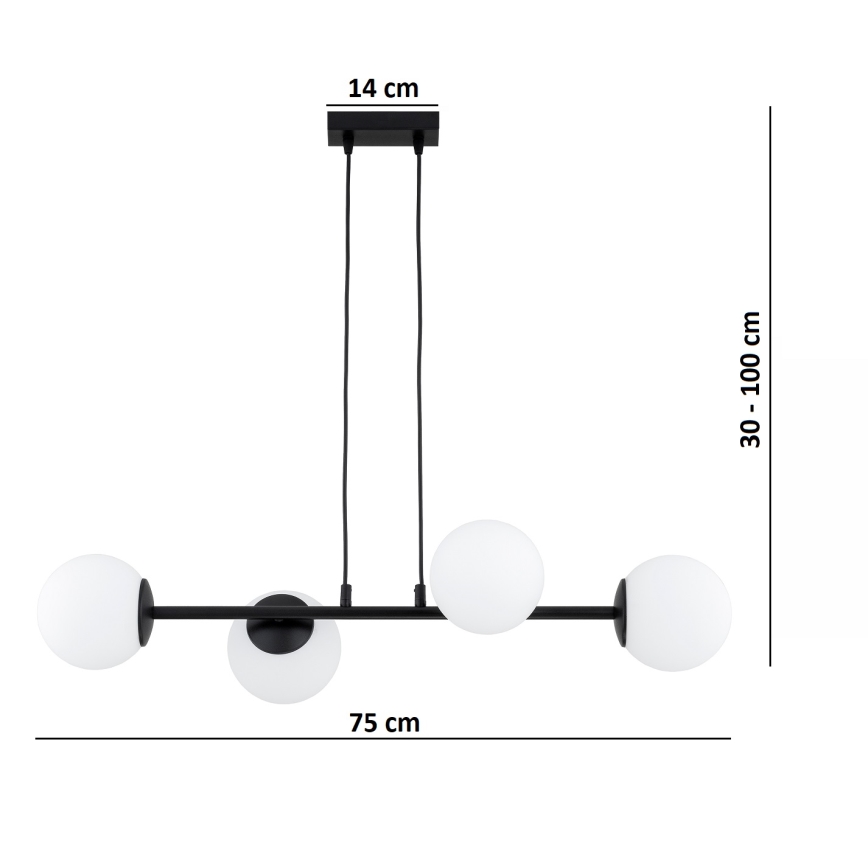 Brilagi - Κρεμαστό φωτιστικό με καλώδιο MILO 4xE27/60W/230V μαύρο