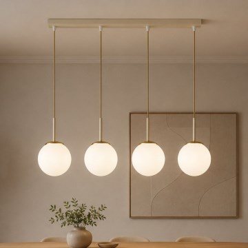 Brilagi - Κρεμαστό φωτιστικό με καλώδιο MILO 4xE27/60W/230V μπεζ/χρυσό