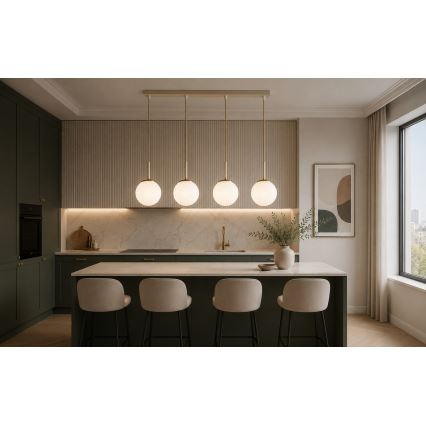 Brilagi - Κρεμαστό φωτιστικό με καλώδιο MILO 4xE27/60W/230V μπεζ/χρυσό
