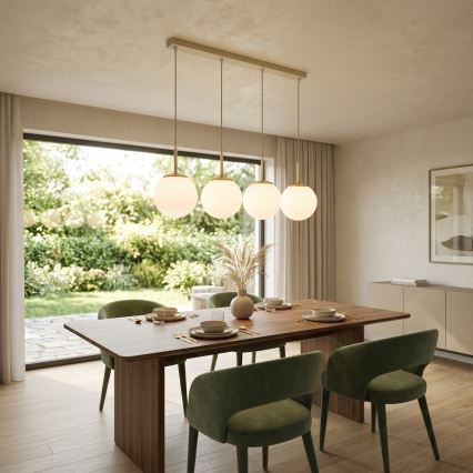Brilagi - Κρεμαστό φωτιστικό με καλώδιο MILO 4xE27/60W/230V μπεζ/χρυσό