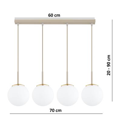 Brilagi - Κρεμαστό φωτιστικό με καλώδιο MILO 4xE27/60W/230V μπεζ/χρυσό