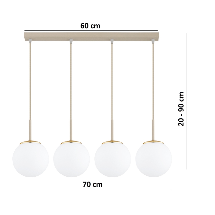 Brilagi - Κρεμαστό φωτιστικό με καλώδιο MILO 4xE27/60W/230V μπεζ/χρυσό
