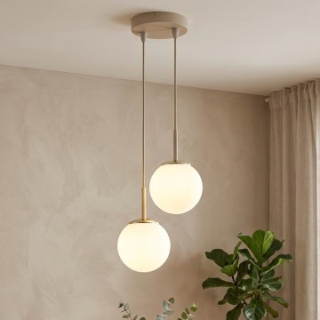 Brilagi - Κρεμαστό φωτιστικό με καλώδιο MILO ECRU 2xE27/60W/230V μπεζ/χρυσό