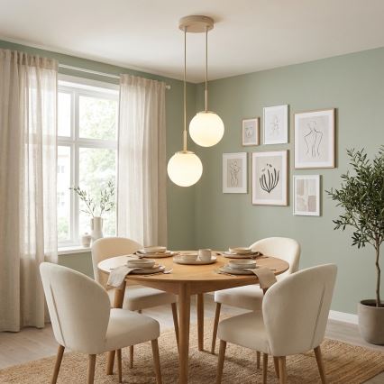 Brilagi - Κρεμαστό φωτιστικό με καλώδιο MILO ECRU 2xE27/60W/230V μπεζ/χρυσό