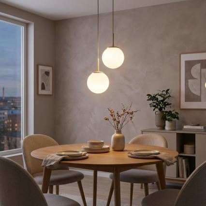 Brilagi - Κρεμαστό φωτιστικό με καλώδιο MILO ECRU 2xE27/60W/230V μπεζ/χρυσό