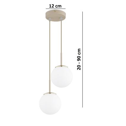 Brilagi - Κρεμαστό φωτιστικό με καλώδιο MILO ECRU 2xE27/60W/230V μπεζ/χρυσό