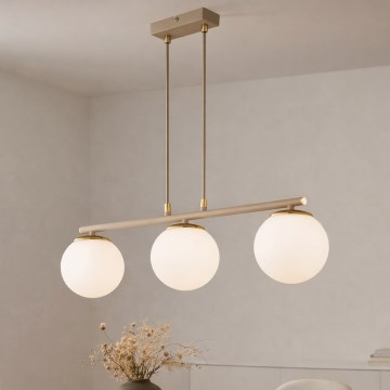 Brilagi - Κρεμαστό φωτιστικό με καλώδιο MILO ECRU 3xE27/60W/230V μπεζ/χρυσό