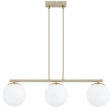 Brilagi - Κρεμαστό φωτιστικό με καλώδιο MILO ECRU 3xE27/60W/230V μπεζ/χρυσό