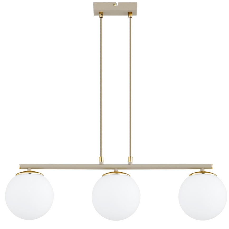 Brilagi - Κρεμαστό φωτιστικό με καλώδιο MILO ECRU 3xE27/60W/230V μπεζ/χρυσό