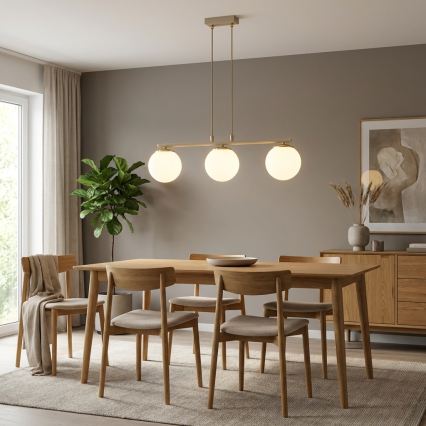 Brilagi - Κρεμαστό φωτιστικό με καλώδιο MILO ECRU 3xE27/60W/230V μπεζ/χρυσό