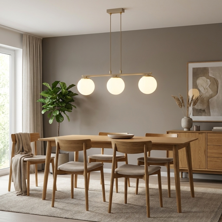 Brilagi - Κρεμαστό φωτιστικό με καλώδιο MILO ECRU 3xE27/60W/230V μπεζ/χρυσό