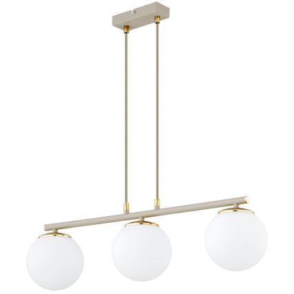 Brilagi - Κρεμαστό φωτιστικό με καλώδιο MILO ECRU 3xE27/60W/230V μπεζ/χρυσό