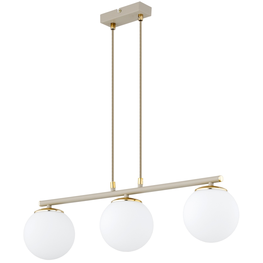 Brilagi - Κρεμαστό φωτιστικό με καλώδιο MILO ECRU 3xE27/60W/230V μπεζ/χρυσό