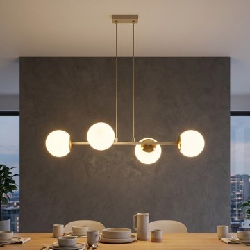 Brilagi - Κρεμαστό φωτιστικό με καλώδιο MILO ECRU 4xE27/60W/230V μπεζ/χρυσό