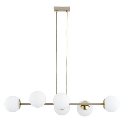 Brilagi - Κρεμαστό φωτιστικό με καλώδιο MILO ECRU 6xE27/60W/230V μπεζ/χρυσό