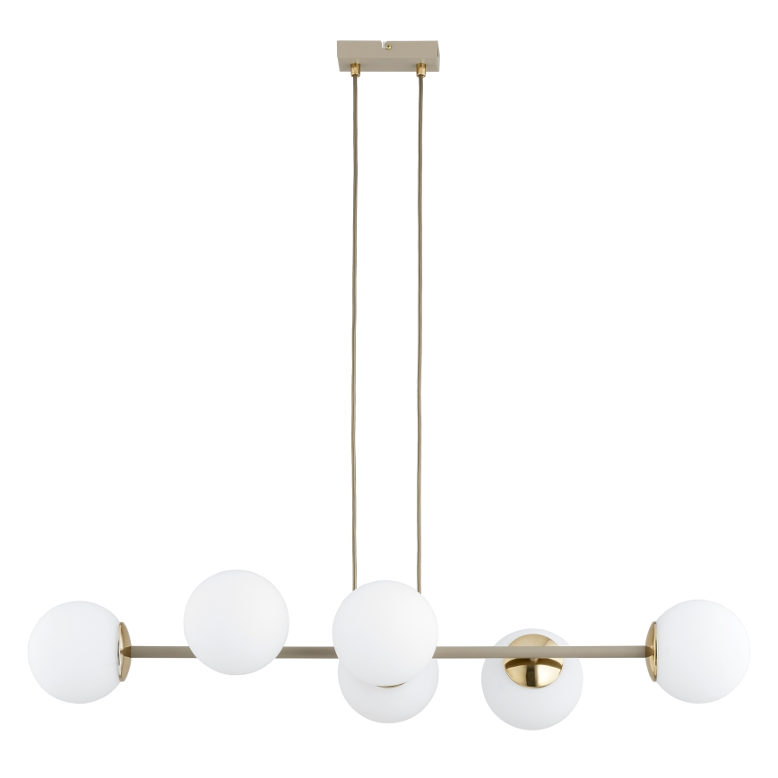 Brilagi - Κρεμαστό φωτιστικό με καλώδιο MILO ECRU 6xE27/60W/230V μπεζ/χρυσό