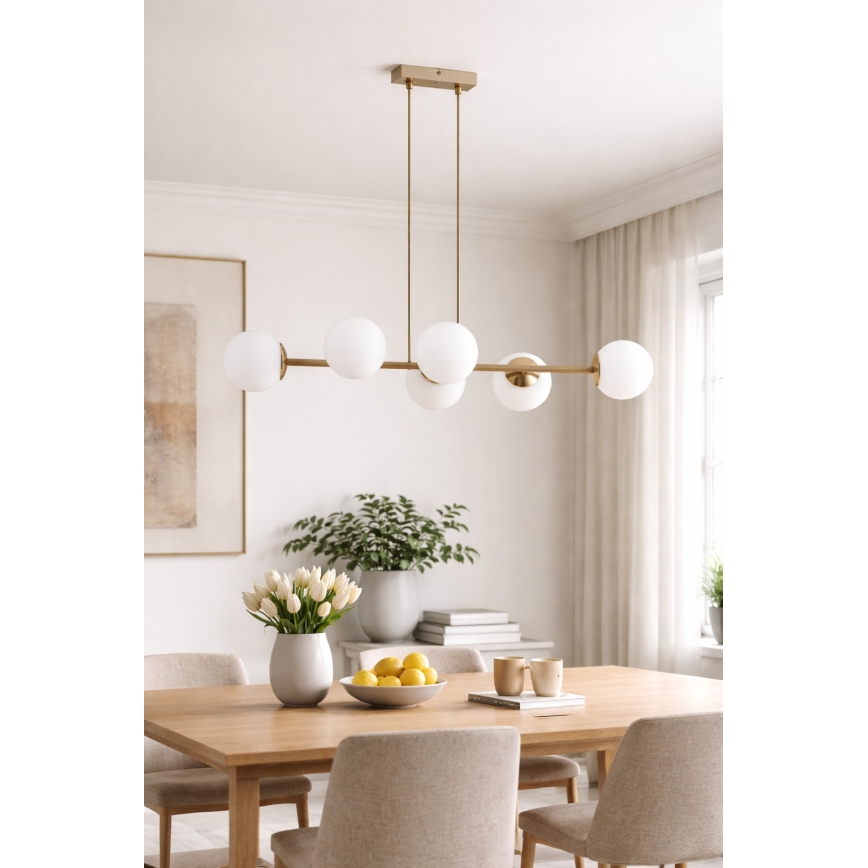 Brilagi - Κρεμαστό φωτιστικό με καλώδιο MILO ECRU 6xE27/60W/230V μπεζ/χρυσό