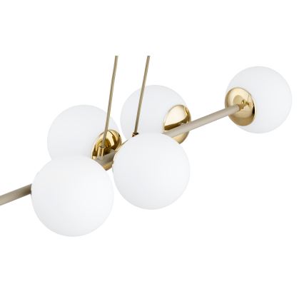 Brilagi - Κρεμαστό φωτιστικό με καλώδιο MILO ECRU 6xE27/60W/230V μπεζ/χρυσό