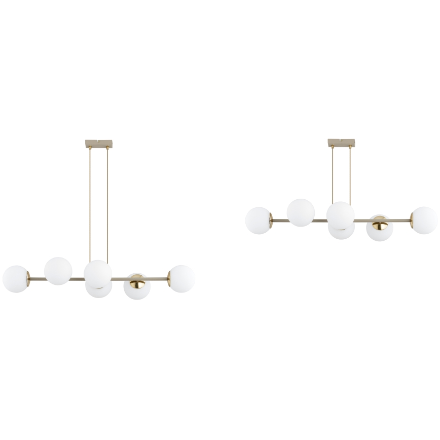 Brilagi - Κρεμαστό φωτιστικό με καλώδιο MILO ECRU 6xE27/60W/230V μπεζ/χρυσό