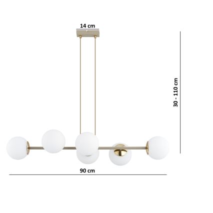 Brilagi - Κρεμαστό φωτιστικό με καλώδιο MILO ECRU 6xE27/60W/230V μπεζ/χρυσό