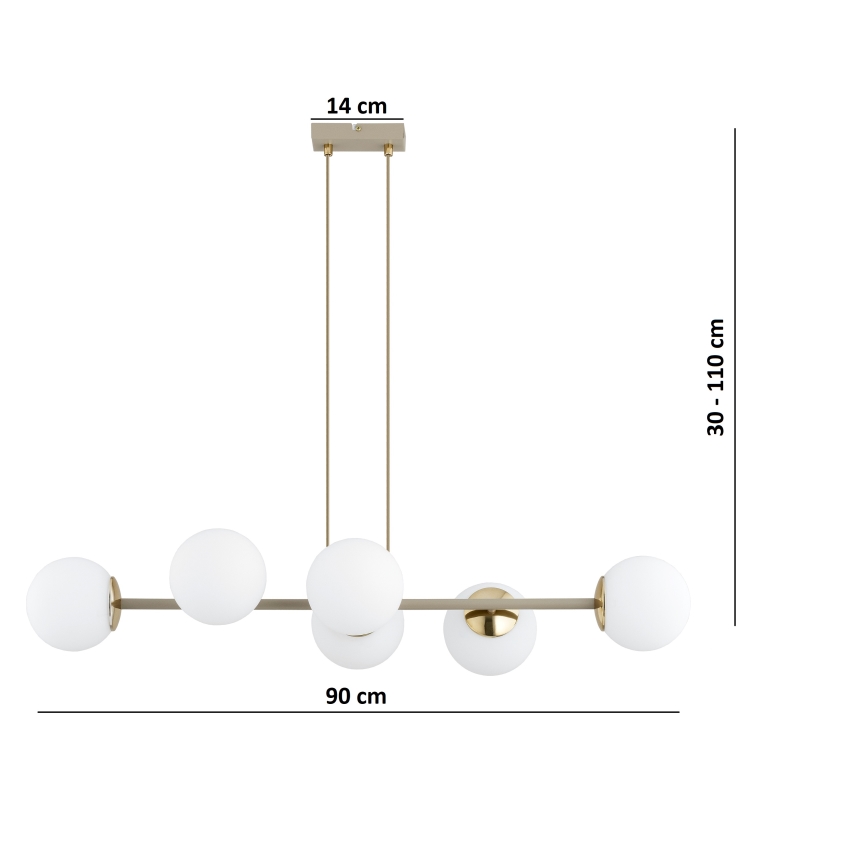 Brilagi - Κρεμαστό φωτιστικό με καλώδιο MILO ECRU 6xE27/60W/230V μπεζ/χρυσό