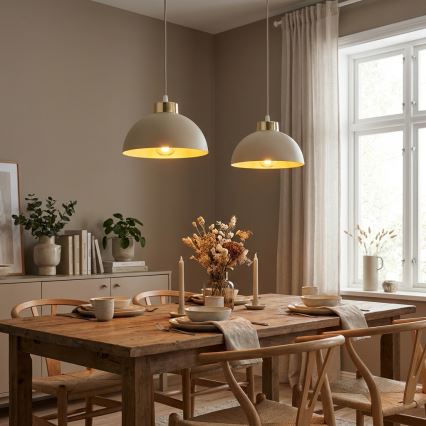 Brilagi - Κρεμαστό φωτιστικό με καλώδιο MOON 2xE27/60W/230V μπεζ/χρυσό