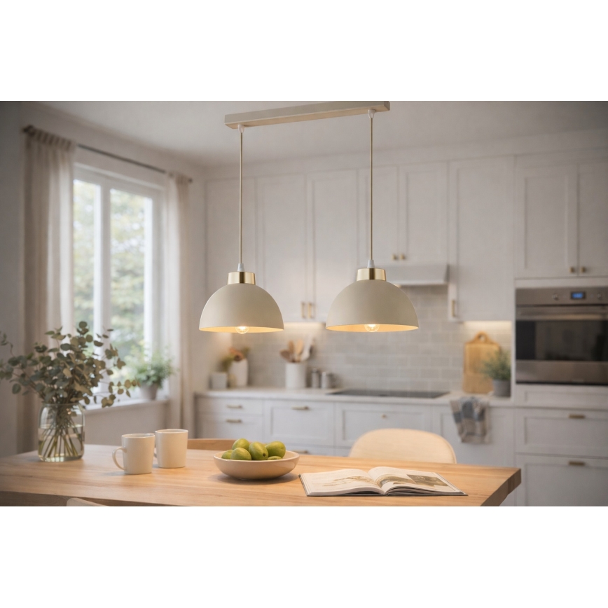 Brilagi - Κρεμαστό φωτιστικό με καλώδιο MOON 2xE27/60W/230V μπεζ/χρυσό