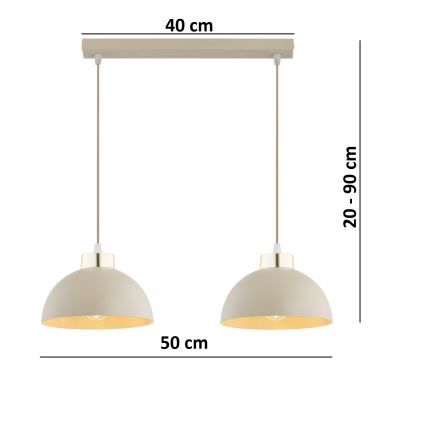 Brilagi - Κρεμαστό φωτιστικό με καλώδιο MOON 2xE27/60W/230V μπεζ/χρυσό