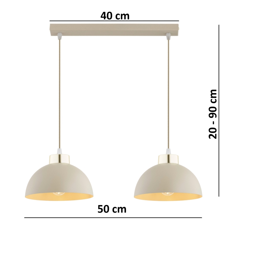 Brilagi - Κρεμαστό φωτιστικό με καλώδιο MOON 2xE27/60W/230V μπεζ/χρυσό