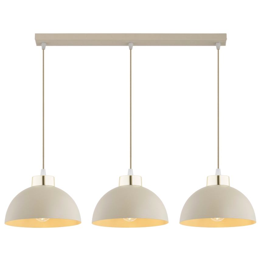 Brilagi - Κρεμαστό φωτιστικό με καλώδιο MOON 3xE27/60W/230V μπεζ/χρυσό