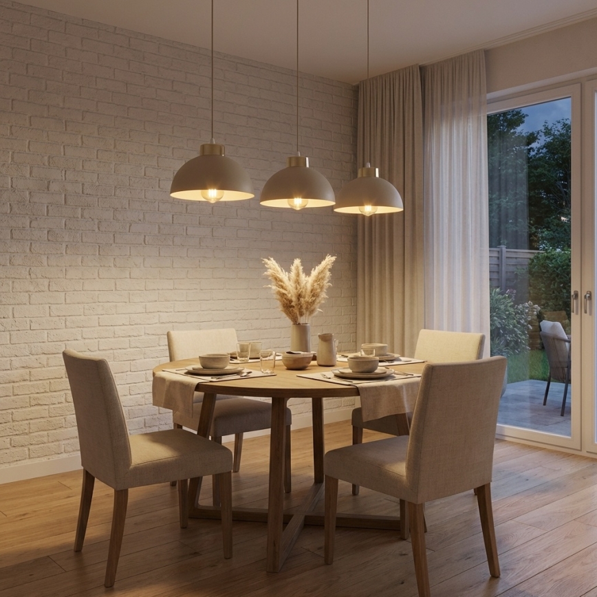 Brilagi - Κρεμαστό φωτιστικό με καλώδιο MOON 3xE27/60W/230V μπεζ/χρυσό