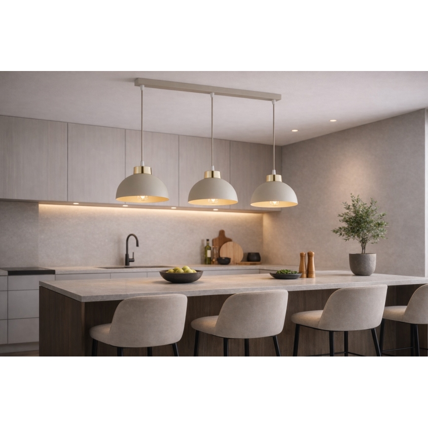 Brilagi - Κρεμαστό φωτιστικό με καλώδιο MOON 3xE27/60W/230V μπεζ/χρυσό