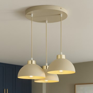 Brilagi - Κρεμαστό φωτιστικό με καλώδιο MOON 3xE27/60W/230V μπεζ/χρυσό