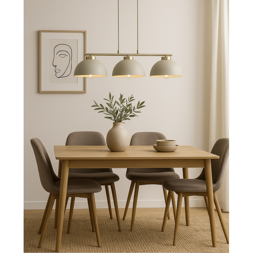 Brilagi - Κρεμαστό φωτιστικό με καλώδιο MOON 3xE27/60W/230V μπεζ/χρυσό
