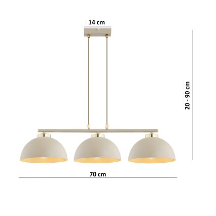 Brilagi - Κρεμαστό φωτιστικό με καλώδιο MOON 3xE27/60W/230V μπεζ/χρυσό