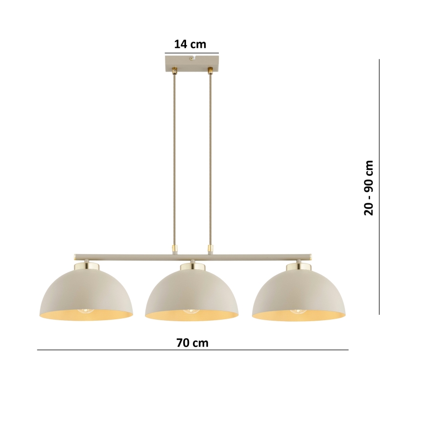 Brilagi - Κρεμαστό φωτιστικό με καλώδιο MOON 3xE27/60W/230V μπεζ/χρυσό