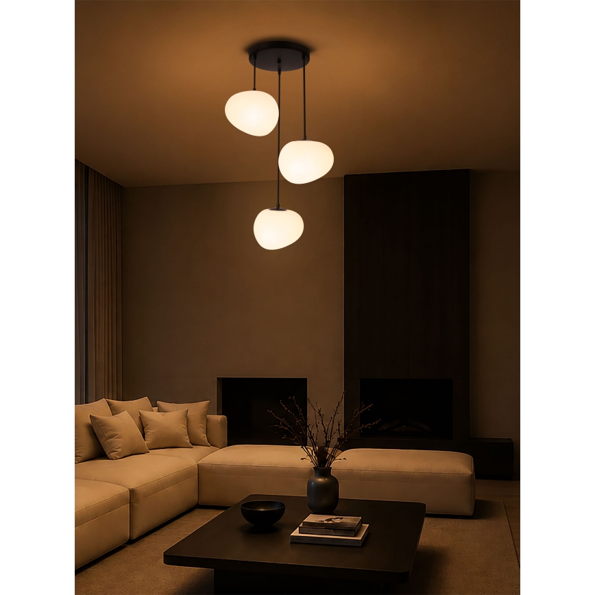 BRILAGI - Κρεμαστό φωτιστικό με καλώδιο PEBBLES 3xE27/40W/230V Ø 42 cm μαύρο
