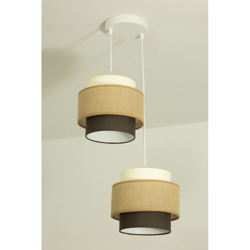 Brilagi - Κρεμαστό φωτιστικό με καλώδιο RESNA 2xE27/60W/230V Ø 30 cm μπεζ/μαύρο