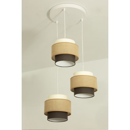 Brilagi - Κρεμαστό φωτιστικό με καλώδιο RESNA 3xE27/60W/230V Ø 45 εκ. μπεζ/μαύρο