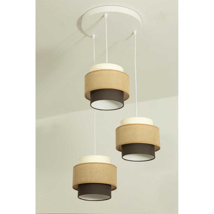 Brilagi - Κρεμαστό φωτιστικό με καλώδιο RESNA 3xE27/60W/230V Ø 45 εκ. μπεζ/μαύρο