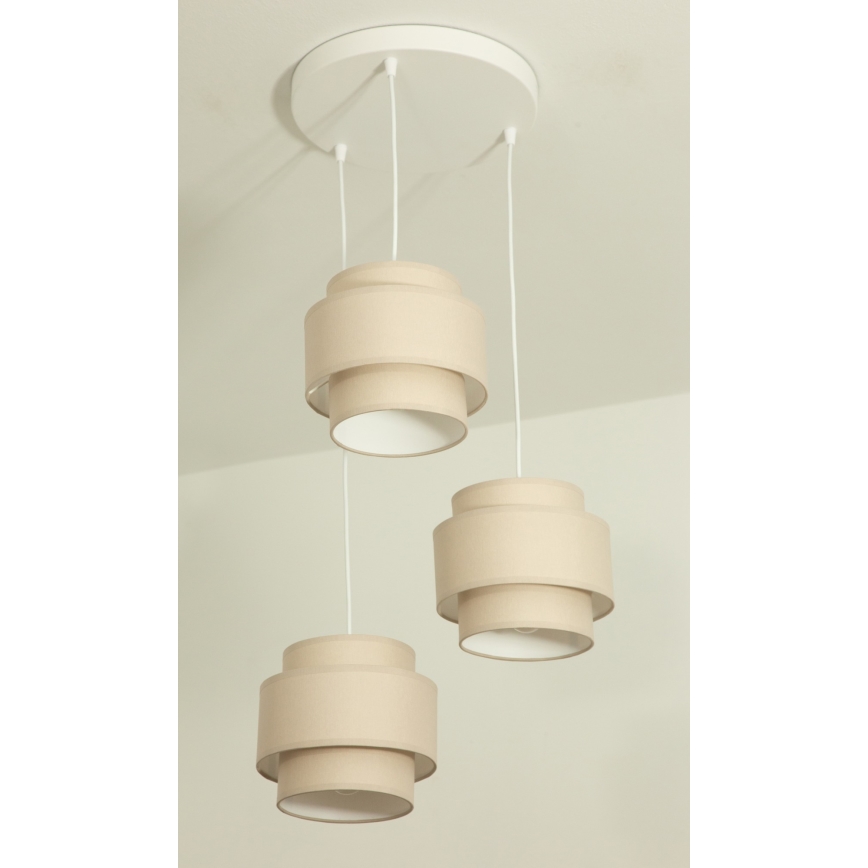 Brilagi - Κρεμαστό φωτιστικό με καλώδιο RESNA 3xE27/60W/230V, διάμ. 45 cm, μπεζ